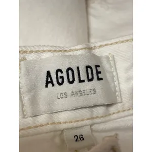 Agolde Parker Women's White High Waisted Cotton Cut Off Denim Jean Short Size 26 thumbnail 4