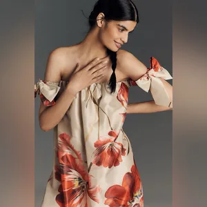 HUTCH Iris Off-Shoulder Maxi Dress | Floral, Bow -‎ Beige thumbnail 7
