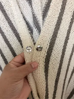 Free People Oversized Circle Back cardigan featuring a striped, asymmetrical thumbnail 7