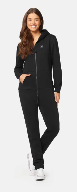 Onepiece Black Hooded Jumpsuit with Logo Patch‎ Size XS EUC thumbnail 1