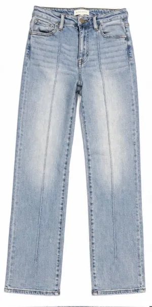 Risen Jeans Light Wash High Rise Straight Leg Front Seam Jeans Size 7/28 thumbnail 1