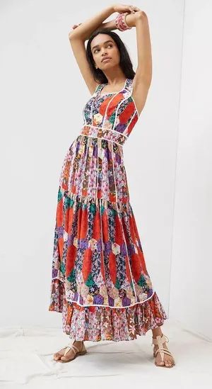 Anthropologie Square Neck Maxi Dress Size 12 thumbnail 4