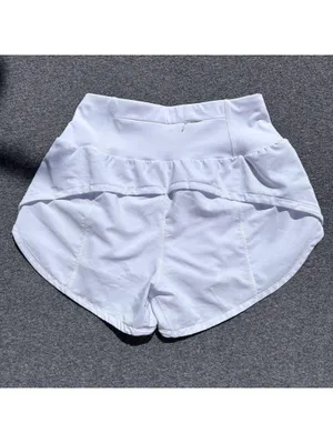 White Athletic Shorts with Inner Lining and Rear Zipper Pocket - Size Small thumbnail 2