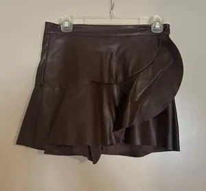 fab'rik brown faux leather skort  thumbnail 1
