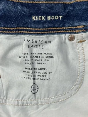 American Eagle Outfitters Blue Distressed Kick-bootcut Jean cut-off legs Shorts thumbnail 5