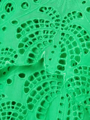 FARM Rio Green Richelieu Cutwork Midi Dress Bright Green Eyelet Cotton Sz M NWT thumbnail 8