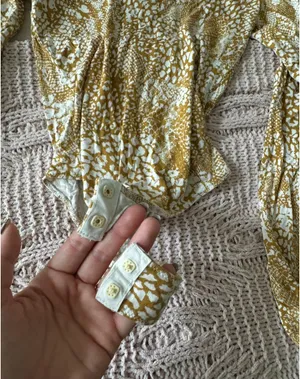 Free People Yellow snake print longsleeve bodysuit thumbnail 5