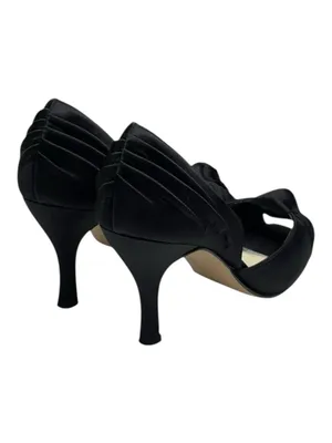 White House Black Market WHBM ❁ Satin Knot Peep Toe D’Orsay Heels ❁ Black 6M ❁ thumbnail 4