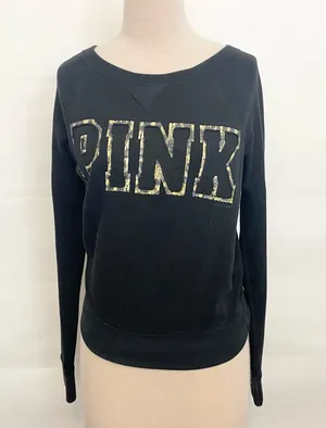 Victoria’s Secret PINK cheetah print graphic pink crewneck sweatshirt size med thumbnail 1