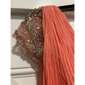 MAC DUGGAL Size 16 Coral Gown Wedding Formal Ball Gown Pleated Bodice Sequins thumbnail 5