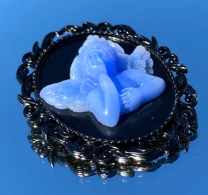Handmade blue Angel brooch/badge/pin in gothic style✨ thumbnail 2