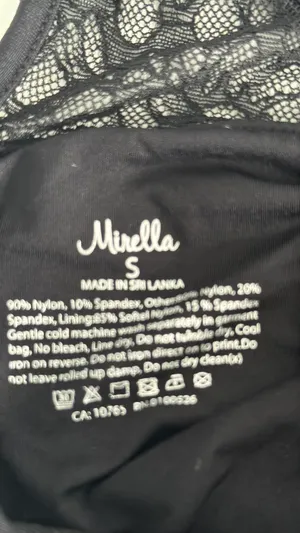 Mirella Leotard Black with lace crisscross strap detail. Size small thumbnail 5