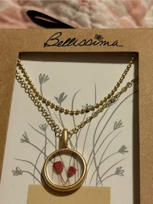 Bellissima 14k Dipped Gold Baby's Breath Inlay Double-Layer Necklace thumbnail 5