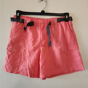 Columbia Women’s Pink Nylon Cargo Shorts Size med Belted Hiking Outdoors Fishing thumbnail 1