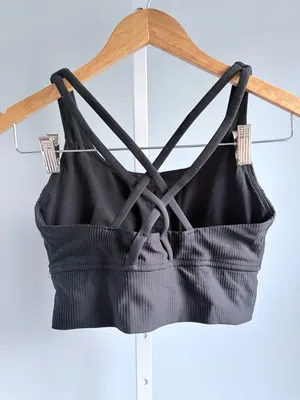 Vitae Ultra Support Strappy Sports Bra Black Ribbed Caged Back S thumbnail 4
