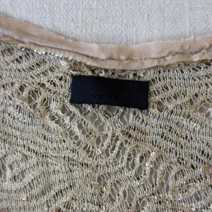 Wren 100% Silk Sequin‎ Embroidered Tank Top Champagne XS Made USA thumbnail 7