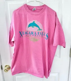 Vintage Pink Niagara Falls Aquarium T-Shirt XLARGE thumbnail 1