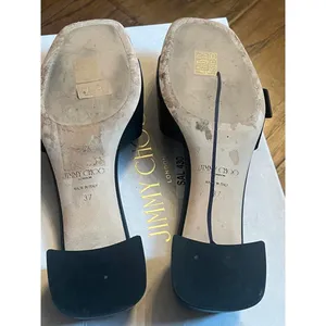 Jimmy Choo Hawke 40 Buckle Leather Mules - Stylish Black Heels - 37 thumbnail 5