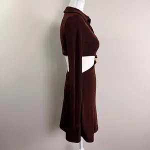 Peppermayo‎ Crowd Control Mini Dress Brown Cutout O-Ring Long Sleeve US 4 NEW thumbnail 5
