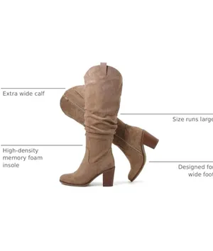 NWOT Luoika Women's Extra Wide Calf Cowboy Knee High Boots, Wide Width Cowgirl Slouchy Boots Chunky Pump size 11.5 thumbnail 2