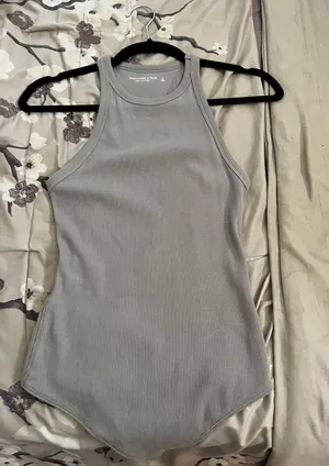 Abercrombie Grey Ribbed Bodysuit thumbnail 1