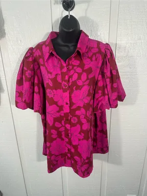 Entro Pink Short Sleeve Top Size 1X EUC thumbnail 3