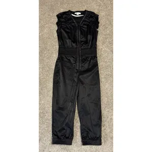 M by MADONNA Black Rhinestone Zip Front Cropped Catsuit Jumpsuit Size 8 thumbnail 2
