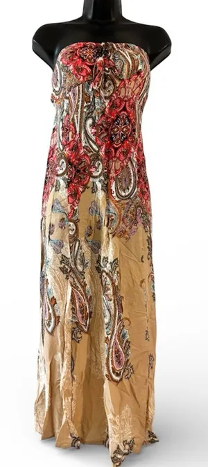 Elegant Paisley Strapless Dress thumbnail 2