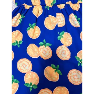 Everly Blue Orange Citrus Print Halter Dress Womens Small Vacation Resort Beach thumbnail 8