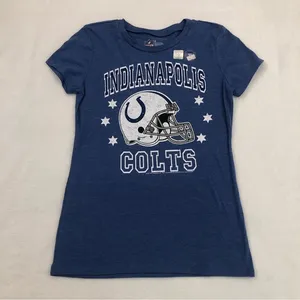 NFL 4 Her Indianapolis Colts Football Helmet Graphic Logo Blue Shirt Womens S. thumbnail 1
