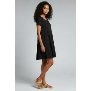 Time and Tru Womens Dress Size M Black Tiere Cotton Minimalist Whimsigoth thumbnail 3