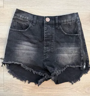 One Teaspoon Black Size Zip Denim Cutoff Shorts thumbnail 1