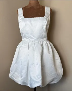 NWT Lulus Regal Cutie Satin Mini Dress Womens Small White Bridal Bachelorette thumbnail 1