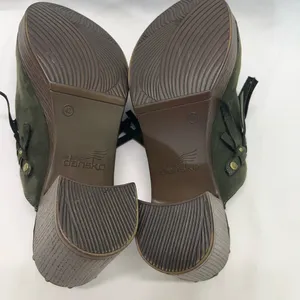 Dansko Fringe‎ Mules Sz 9 EU 42 Olive Green 3” heel New thumbnail 6