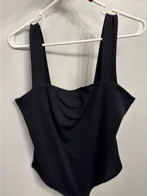 Abercrombie Classic Black Square Neck Tank Bodysuit thumbnail 1