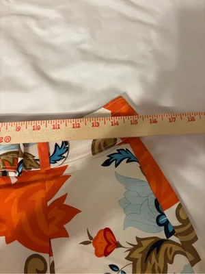 Talbots Bare Silk Floral A-Line Skirt Orange Blue Size 4 Belted thumbnail 4