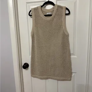 TNA‎ x ARITZIA dundas open knit sweater vest tan size large thumbnail 3