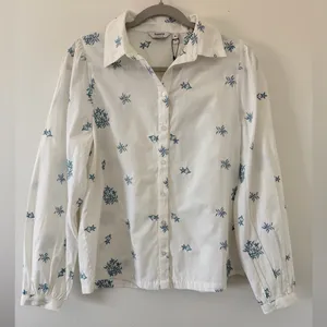Nordstrom NWT B. Young Hasel Preppy Classic Minimalist Floral Embroidery Button down small thumbnail 5