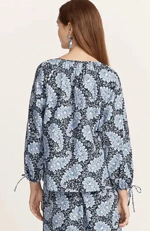 Collection tie-sleeve button-front top in Ratti® Pacific paisley XXL thumbnail 2