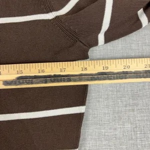 Anthropologie Peck & Peck Sweater Womens L Brown Striped Crew Neck 3/4 Sleeve thumbnail 5