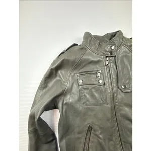 Banana Republic 100% Leather Women S Green Soft Jacket Moto Discolored thumbnail 3