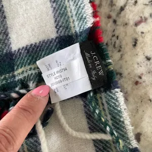 J.Crew Plaid Scarf Womens OS Red Green Holiday Academic Wool Blend Made in Italy thumbnail 3