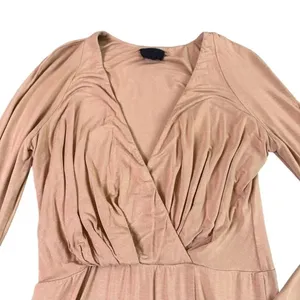 NBD Katia Mini Dress Long Sleeve Camel Jersey Stretch Low Cut Size Small Women's thumbnail 4