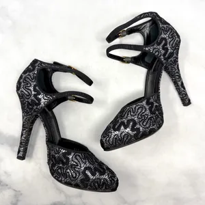 Dolce & Gabbana Vintage Y2K Embroidered Glitter Mary Jane Ankle Strap Heels 37.5 thumbnail 6