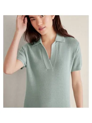 NWT Haven Well Within Organic Cotton Knit Johnny Collar Dress Sage Women’s Large thumbnail 11