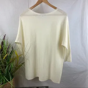 Antonio Melani Wool Blend Ivory Half Sleeve Light Weight Oversize Fit Sweater S thumbnail 3