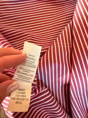 CHAPS Men’s Large Red White Stripe Button Down Shirt Oversized Preppy thumbnail 5