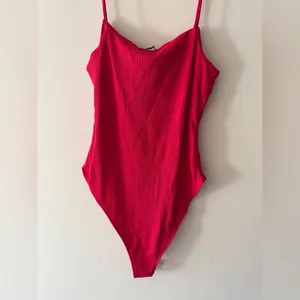 Zara Hot Pink Ribbed Bodysuit‎ Spaghetti Straps thumbnail 4