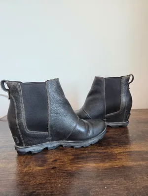 Sorel Joan Of Arctic Wedge II Chelsea Boot Quarry Dark Gray Pebbled Leather 8 thumbnail 6