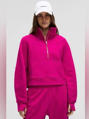 Lululemon NWT Scuba Oversized Funnel Neck Half Zip Ripened Raspberry Gold M L thumbnail 1